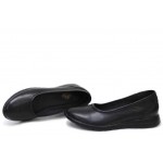 Черни анатомични дамски обувки с равна подметка, естествена кожа - ежедневни обувки за пролетта и лятото N 100018264